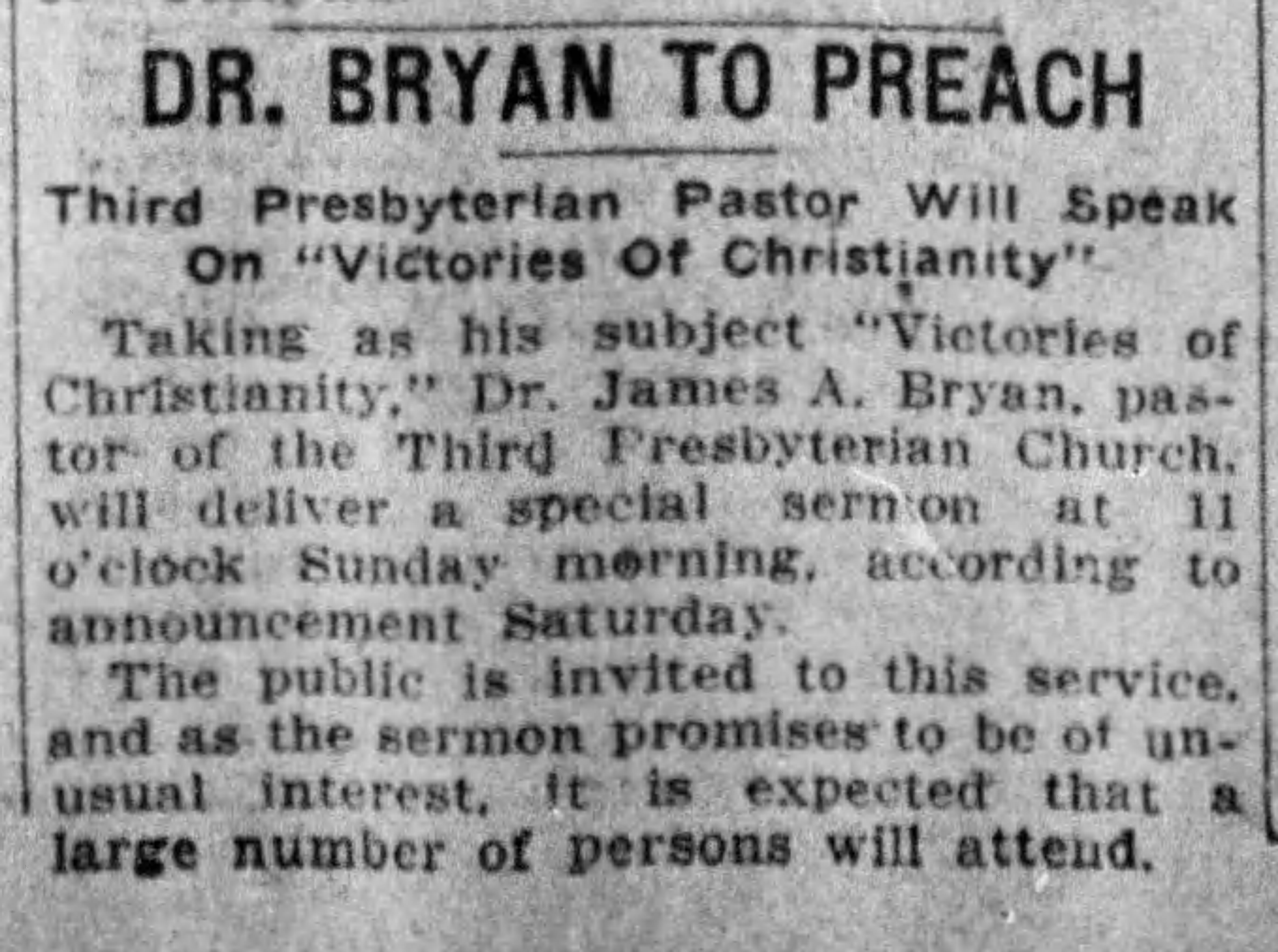 Dr. Bryan To Preach: Victories of Christianity